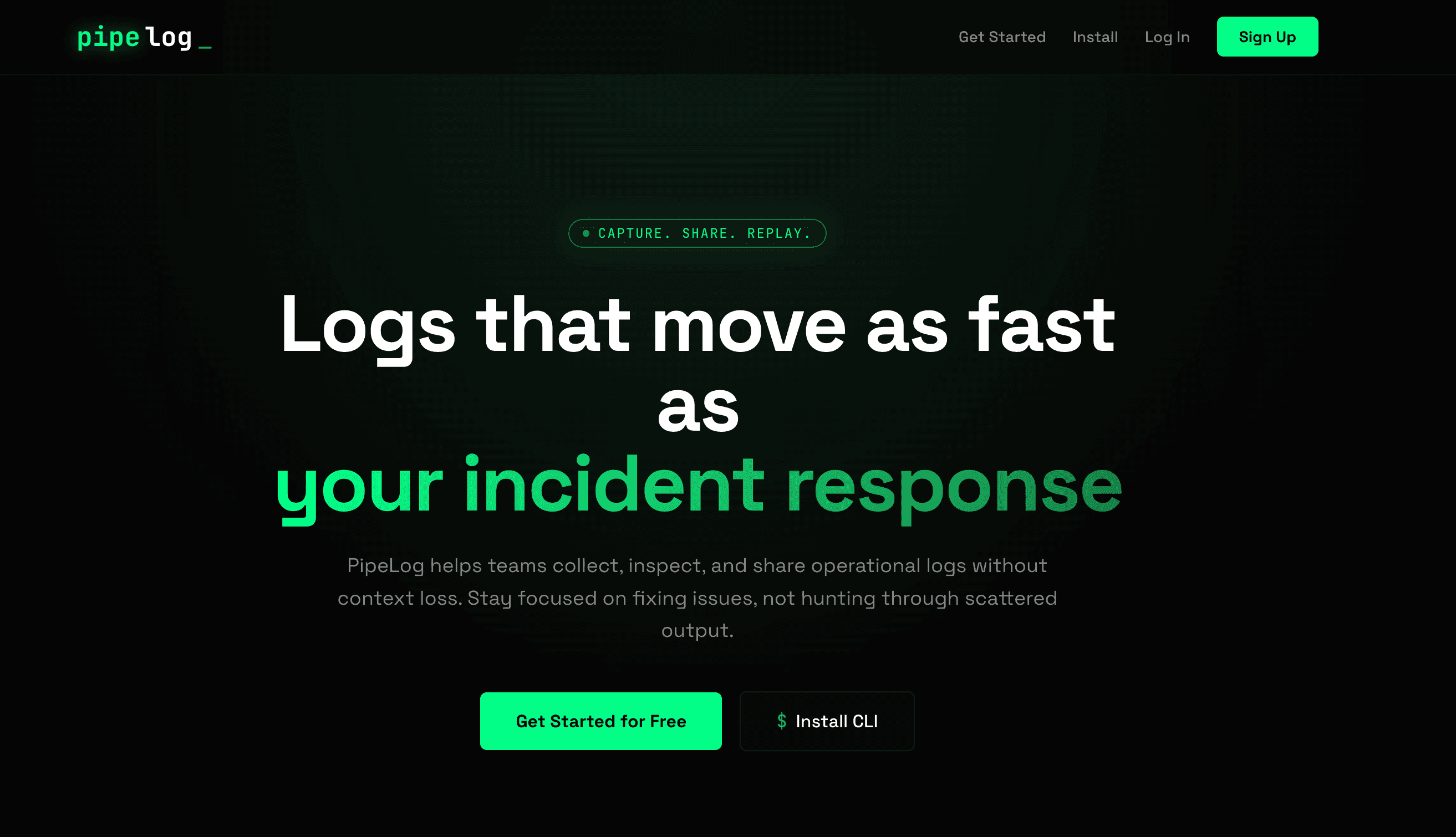 PipeLog screenshot